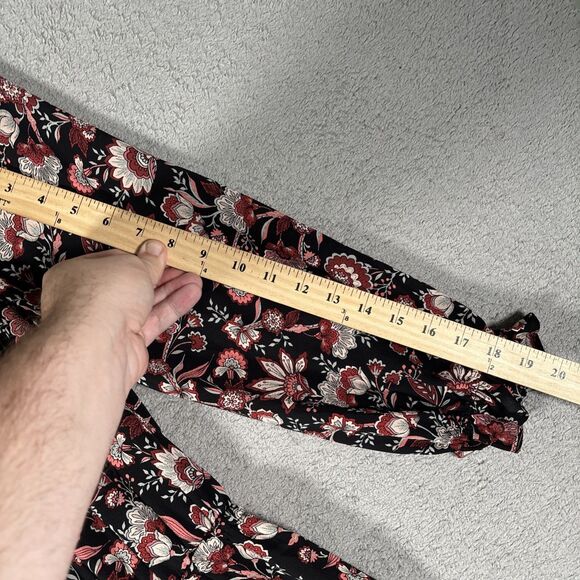 Talbots Midi Fit N Flare Dress Women’s Size MP Black Floral Balloon Long Sleeve - Picture 8 of 14